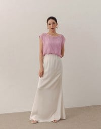 Faux 2 Piece Sleeveless Layered Mesh Top with Soft Knit Texture