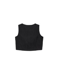 Lace TOP Crochet Inspired Knit Vest Top with Pocket Accents