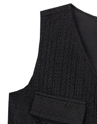 Lace TOP Crochet Inspired Knit Vest Top with Pocket Accents