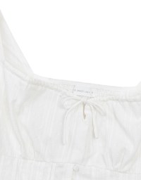 Square Neck Puff Sleeve Button Up Corset Top