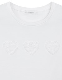 Short Sleeve Cropped Tee with Heart Bow Lace Patch Detail