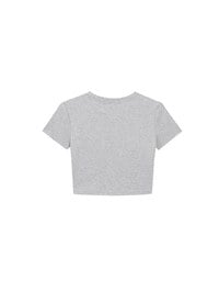 Short Sleeve Cropped Tee with Heart Bow Lace Patch Detail
