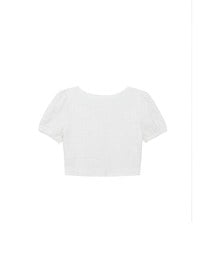 Crinkled Texture Open Front Top with Ribbons