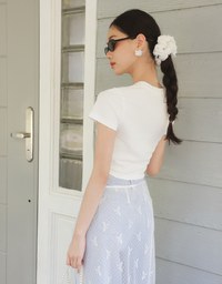 Heart Cut out Cropped Knit Top