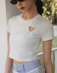Heart Cut out Cropped Knit Top