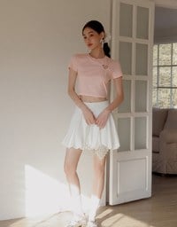 Heart Cut out Cropped Knit Top