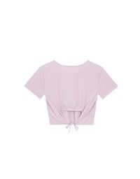 Cooling Fabric Open Back Ribbon Tie Crop Top