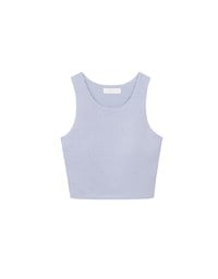 AIRY HOURGLASS Round Neck Textured Ribbed Crop Padded Tank Top