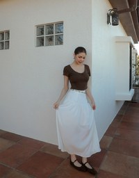 Pointelle Sweetheart Neck Lace Trim Tee