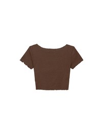 Pointelle Sweetheart Neck Lace Trim Tee
