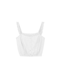 Lace Trim Strap Pintuck Texture Button Front Camisole Top