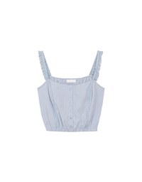 Lace Trim Strap Pintuck Texture Button Front Camisole Top