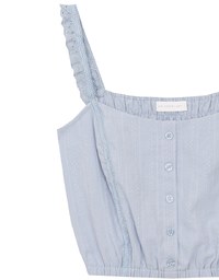 Lace Trim Strap Pintuck Texture Button Front Camisole Top