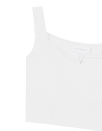Front V Notch Ribbed Knit Wide Strap Cropped Bra Top