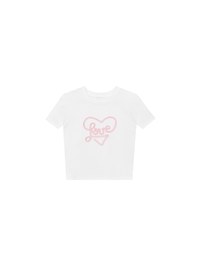 Love Heart Embroidered Lettering Mini Tee