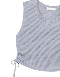 Waffle Knit Side Drawstring Tank Top