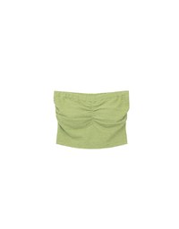 Textured Strapless Ruched Padded Bandeau Top
