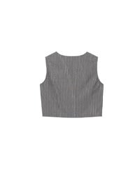 Pinstripe V Neck Buttoned Crop Blazer Vest Top