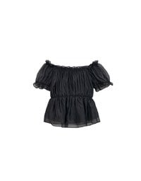 Off Shoulder Sheer Ruffle Chiffon Padded Top