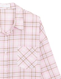 Long Sleeve Oversized Checkered Flannel Shirt Blouse