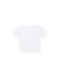 Short Sleeve Rhinestone Lettering Fitted Cropped Tee