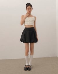 High Waist Bubble Silhouette Mini Skirt