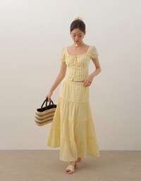 Flowy Polka Dot Tiered Maxi Skirt