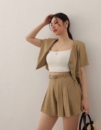 Classic High Waisted Pleated Shorts (with Belt)