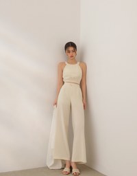 Textured Check High Waist Wide Leg Pleated Trousers