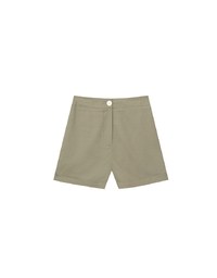 Casual Wide Leg Tailored Linen Shorts with Button Closure