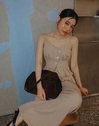 Straight Cut Pleated Tailored Wide Leg Long Trousers