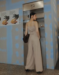 Straight Cut Pleated Tailored Wide Leg Long Trousers