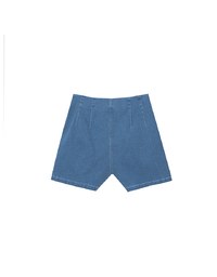 High Waist Clean Cut Jeans Denim Shorts with Front Seam Detail