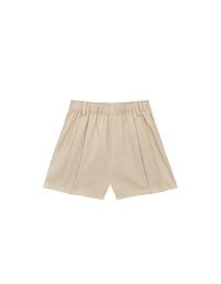 Pleated Front Elastic Waist Tailored Shorts