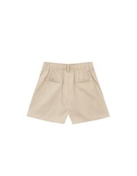 Pleated Front Elastic Waist Tailored Shorts