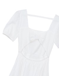 AIRY HOURGLASS Puff Sleeve A Line Mini Dress with Elegant Square Neckline