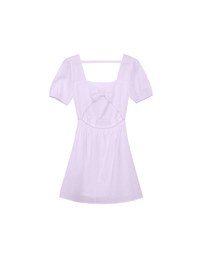 AIRY HOURGLASS Puff Sleeve A Line Mini Dress with Elegant Square Neckline