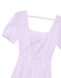 AIRY HOURGLASS Puff Sleeve A Line Mini Dress with Elegant Square Neckline