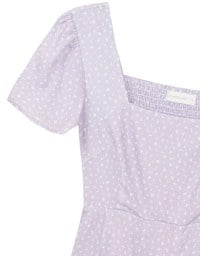 Square Neck Puff Sleeve Ditzy Floral Flare Mini Dress