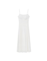 Embossed Texture Cinched Waist Padded Flowy Maxi Dress