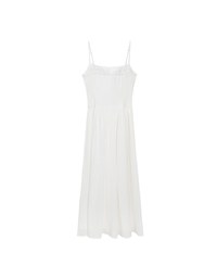 Embossed Texture Cinched Waist Padded Flowy Maxi Dress
