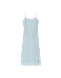 Cut Out Lace Knit Spaghetti Strap Cami Maxi Dress with Tassel Hem