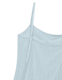 Cut Out Lace Knit Spaghetti Strap Cami Maxi Dress with Tassel Hem
