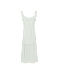 Sheer Ruffle Gingham Sleeveless Padded Maxi Dress