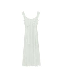 Sheer Ruffle Gingham Sleeveless Padded Maxi Dress