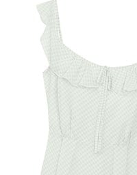 Sheer Ruffle Gingham Sleeveless Padded Maxi Dress