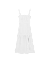 Textured Dot Jacquard Flared Maxi Dress with Slit Detail