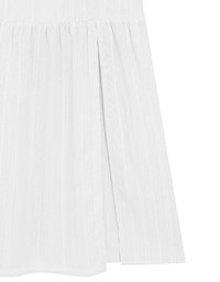 Textured Dot Jacquard Flared Maxi Dress with Slit Detail