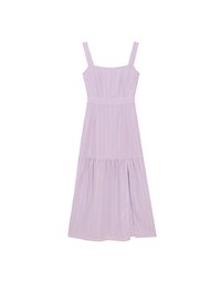Textured Dot Jacquard Flared Maxi Dress with Slit Detail