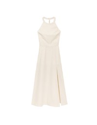 Beaded Back Tie Halterneck Padded Maxi Dress